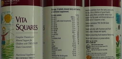 GNLD Vita Squares multivitamin, multimineral for children, with choline and inositol for learning and memory, and Tre-en-en for cellular function and energy...